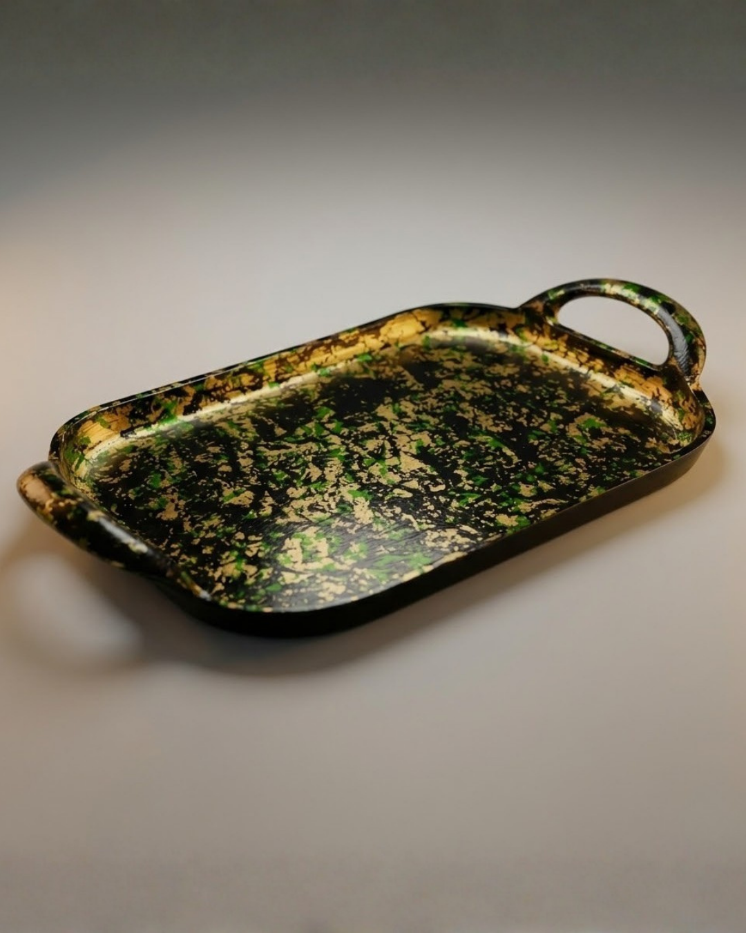 Antique Hand-Painted Aluminum Serving Tray