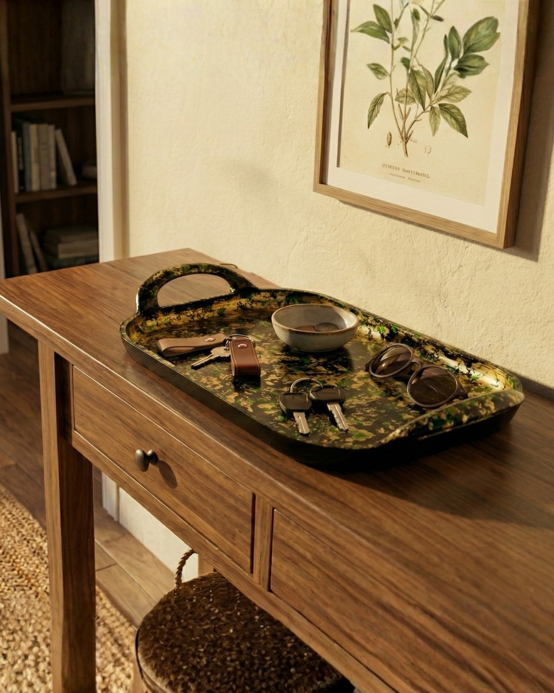 Antique Hand-Painted Aluminum Serving Tray
