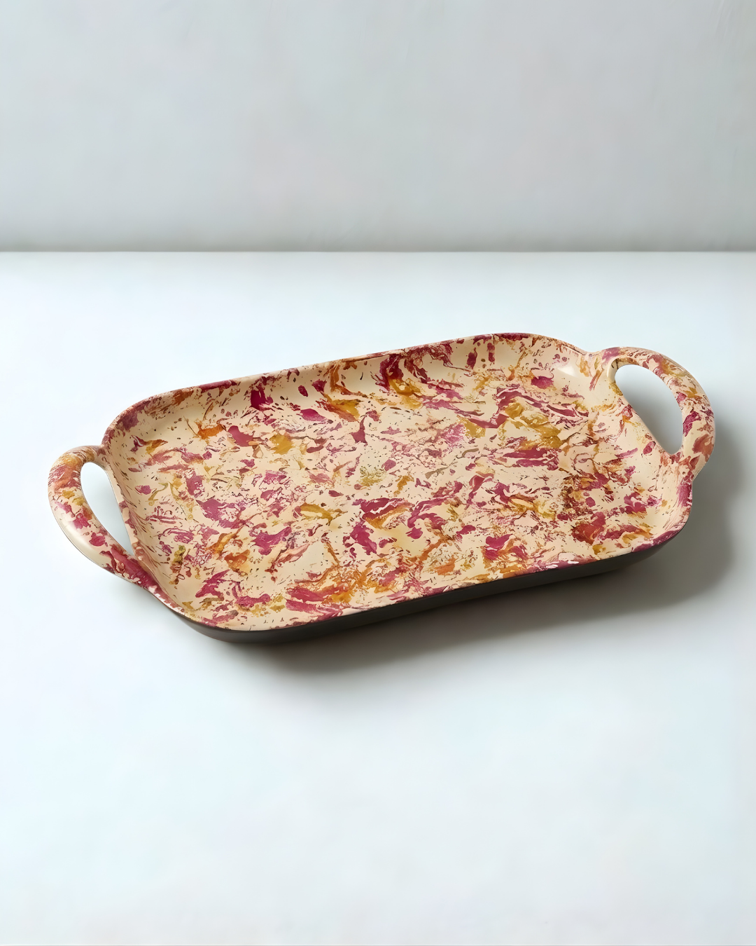 Designer Hand-Painted Aluminum Serving Tray