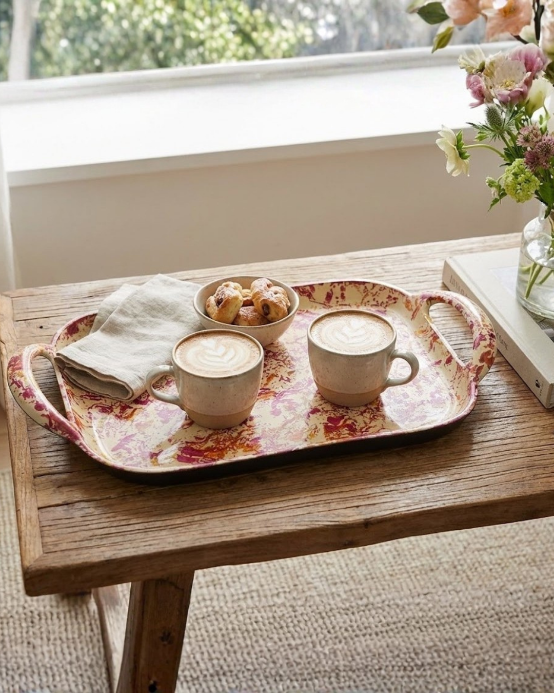 Designer Hand-Painted Aluminum Serving Tray