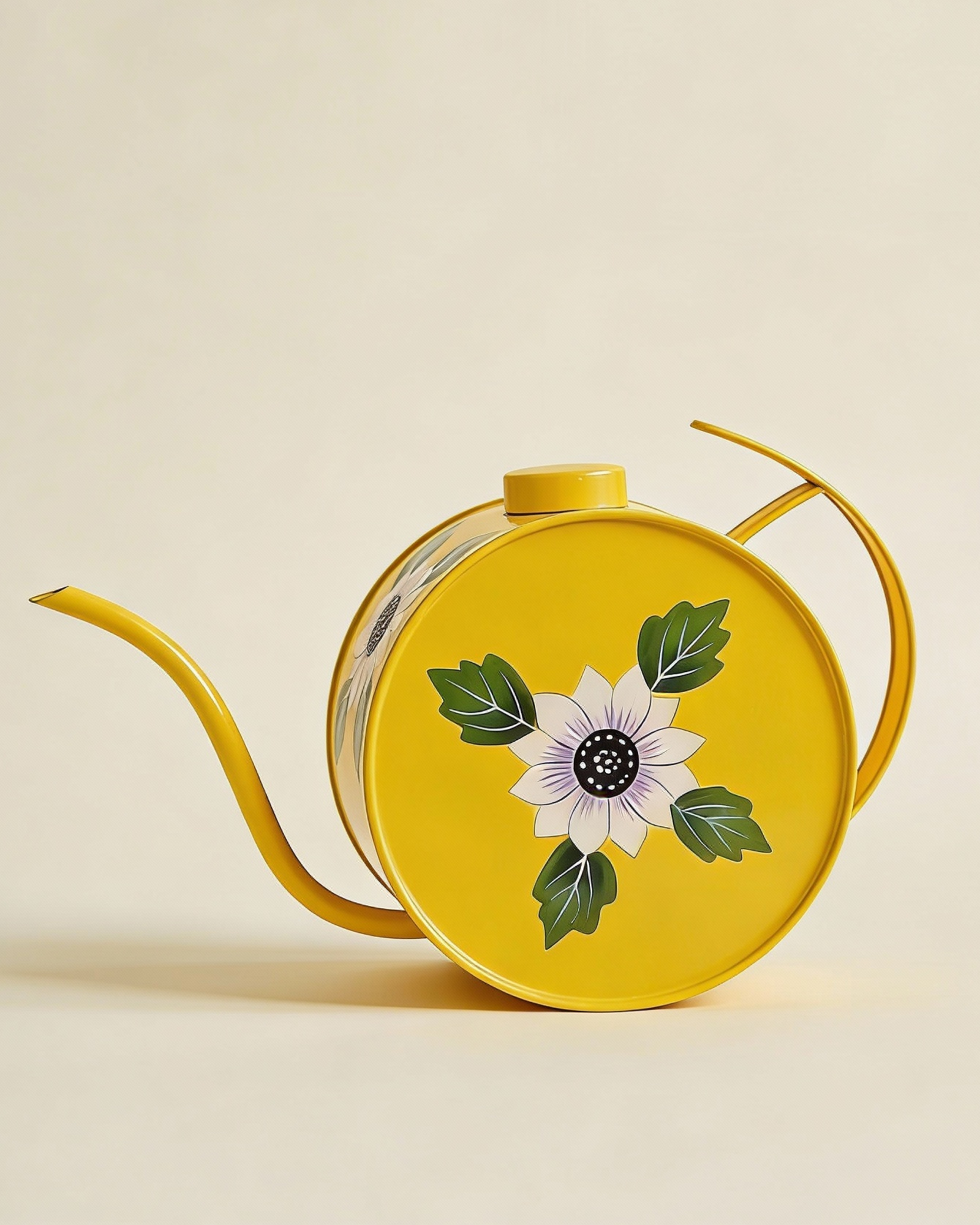 Hand Painted Round Metal Watering Can