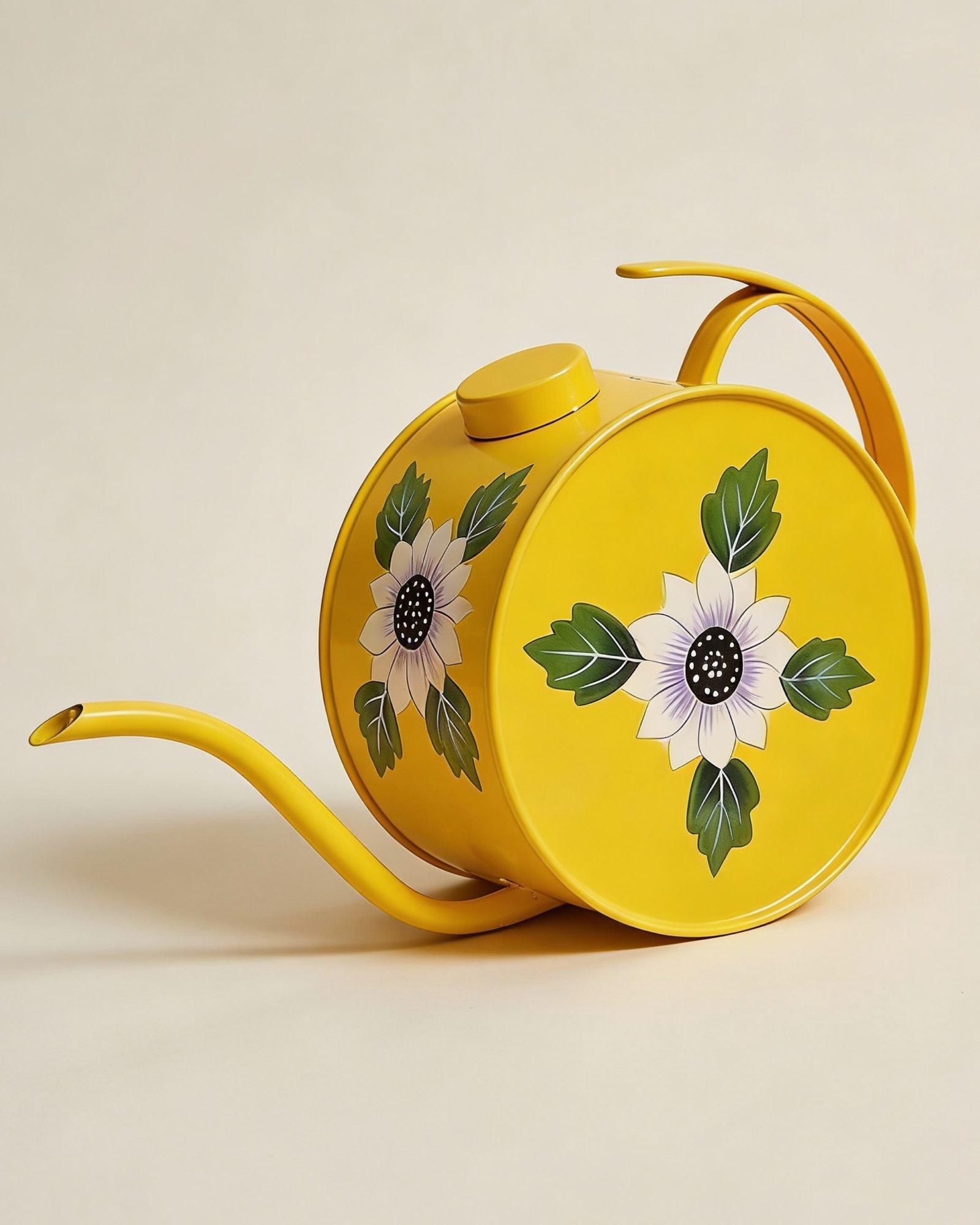 Hand Painted Round Metal Watering Can