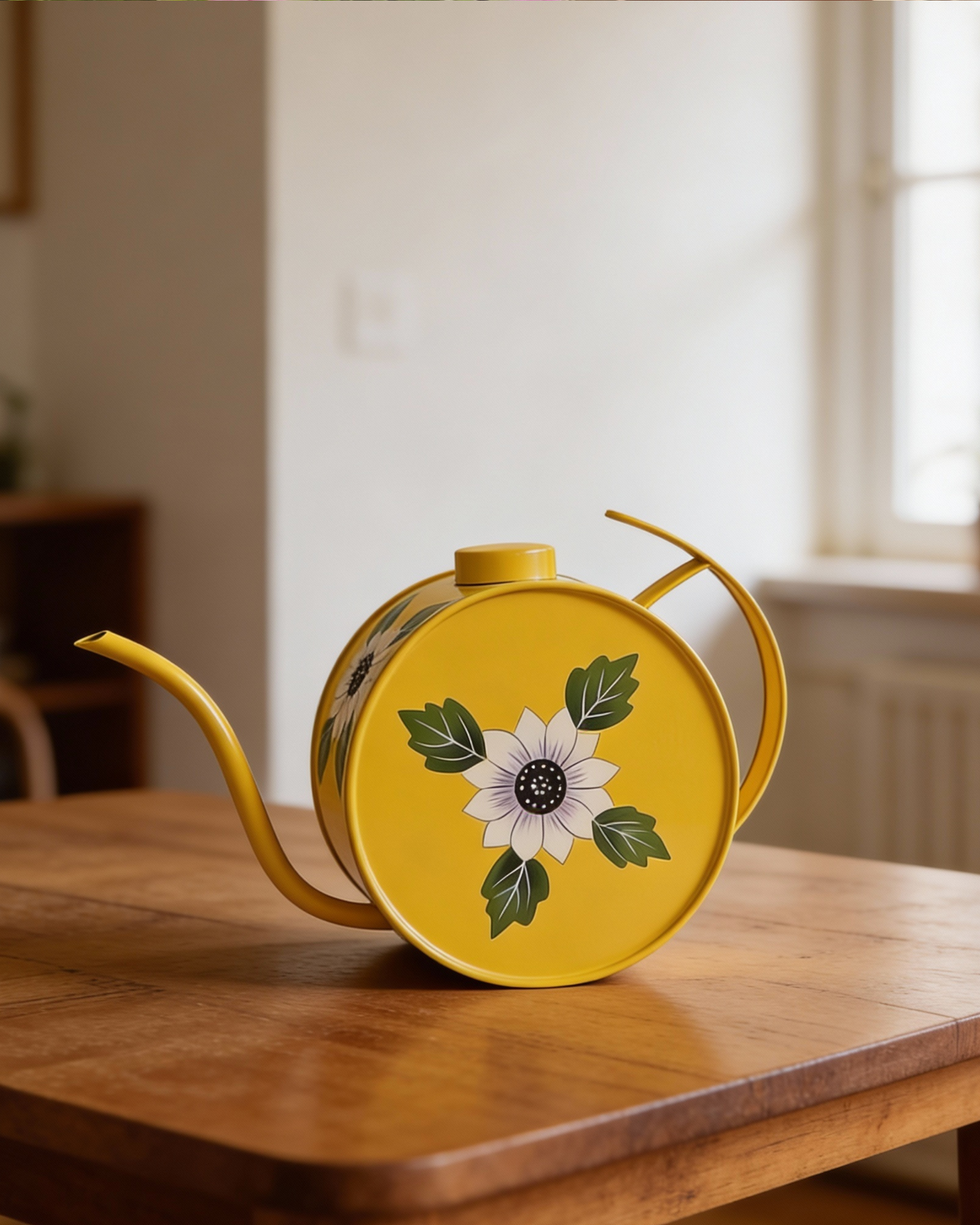 Hand Painted Round Metal Watering Can