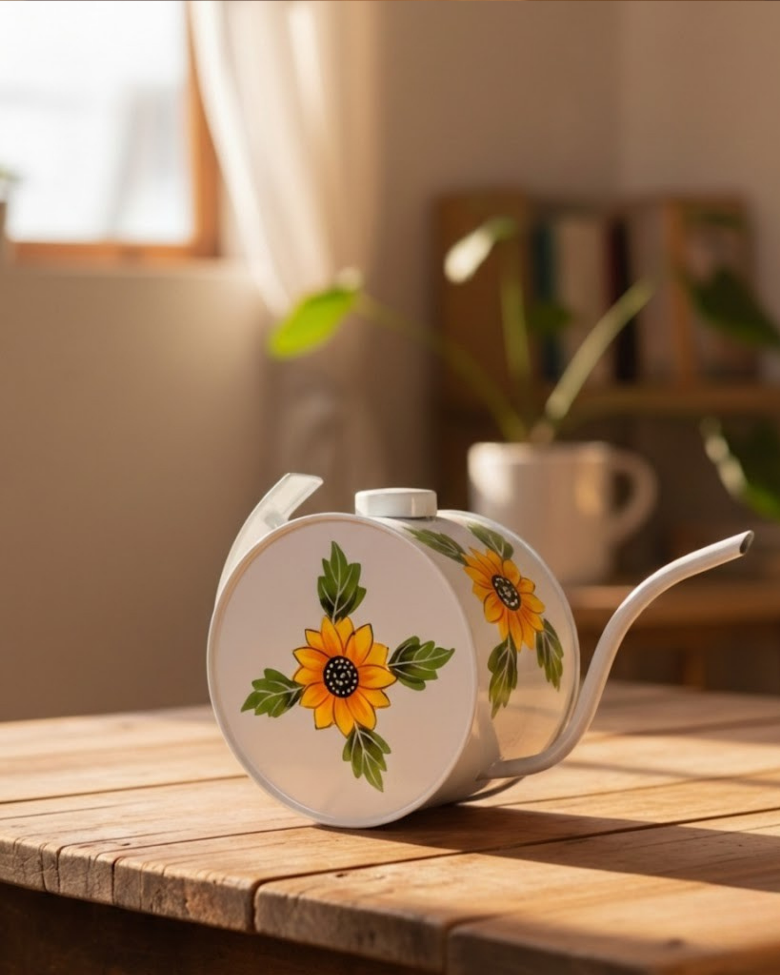 Hand Painted Round Metal Watering Can