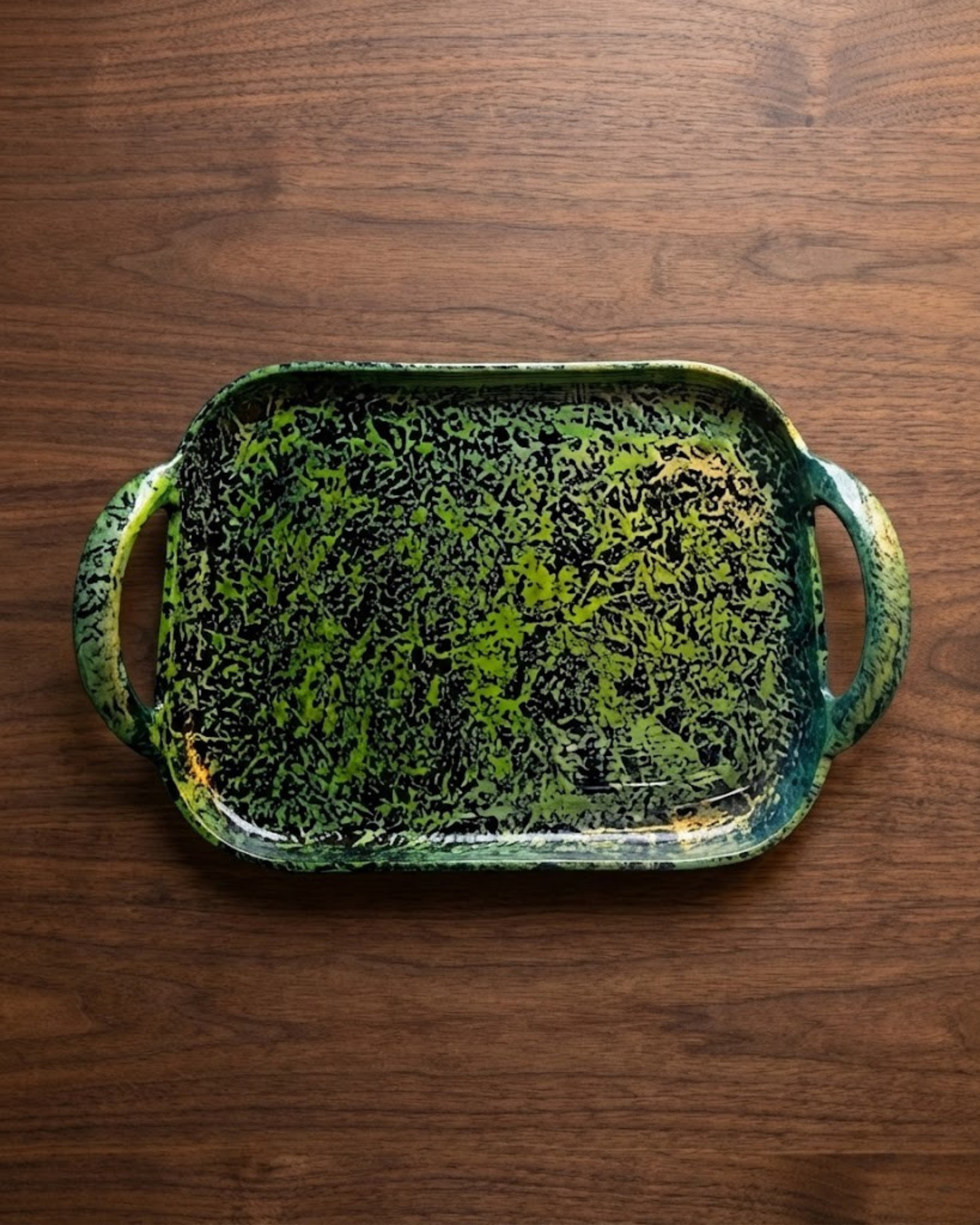Antique Hand-Painted Aluminum Serving Tray