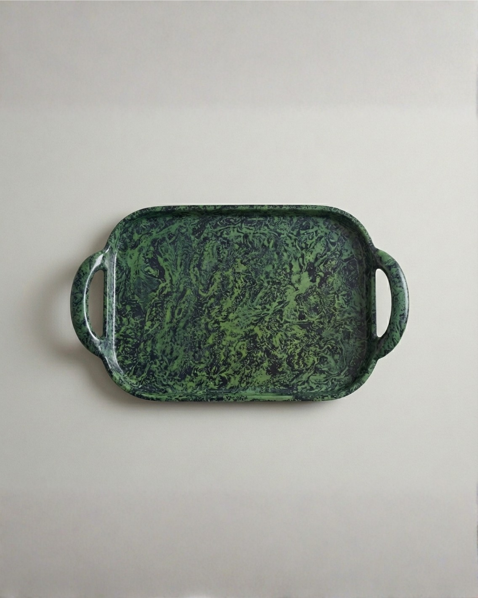 Antique Hand-Painted Aluminum Serving Tray