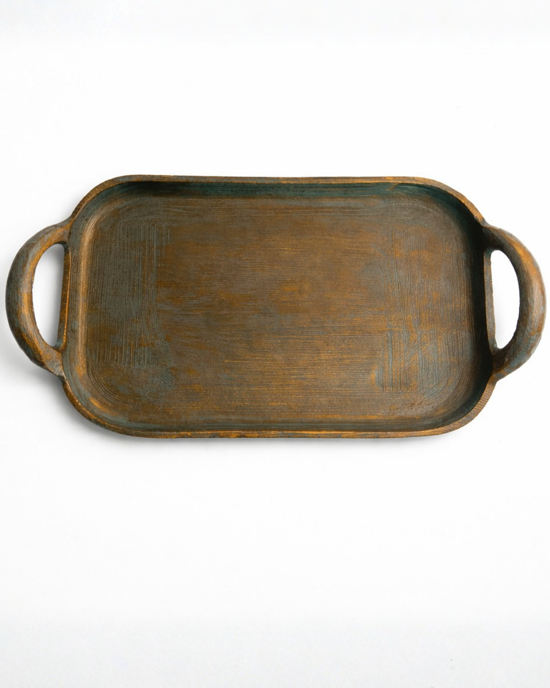 Antique Hand-Painted Aluminum Serving Tray