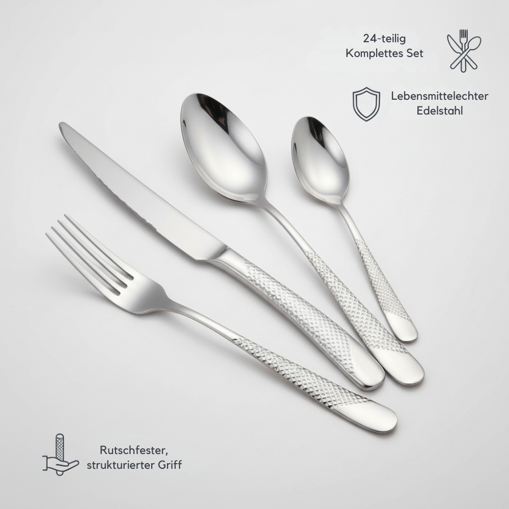 24-Piece Stainless Steel Cutlery Set for 6 People