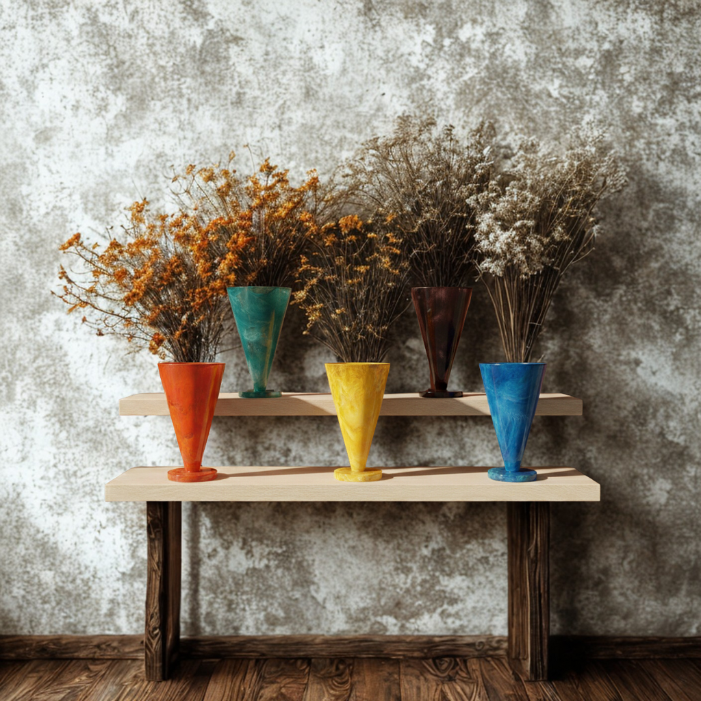 Set of 3 Epoxy Resin Decorative Vases
