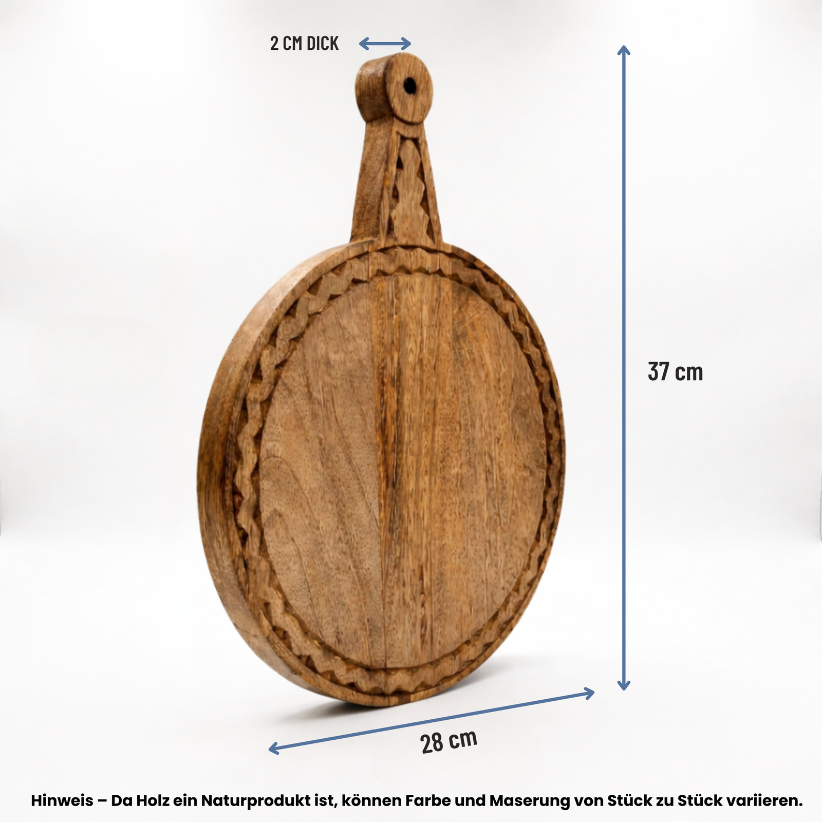 Round Mango Wood Chopping Board with Handle