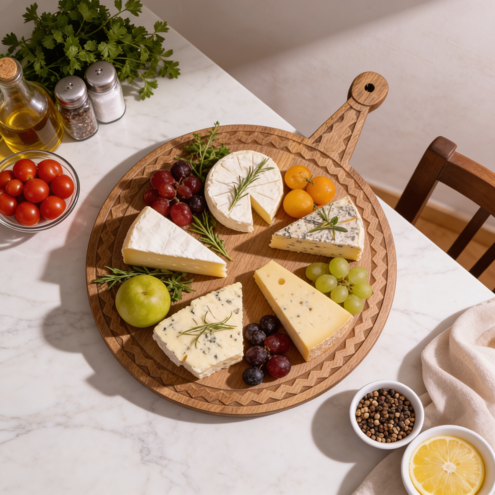 Round Mango Wood Chopping Board with Handle