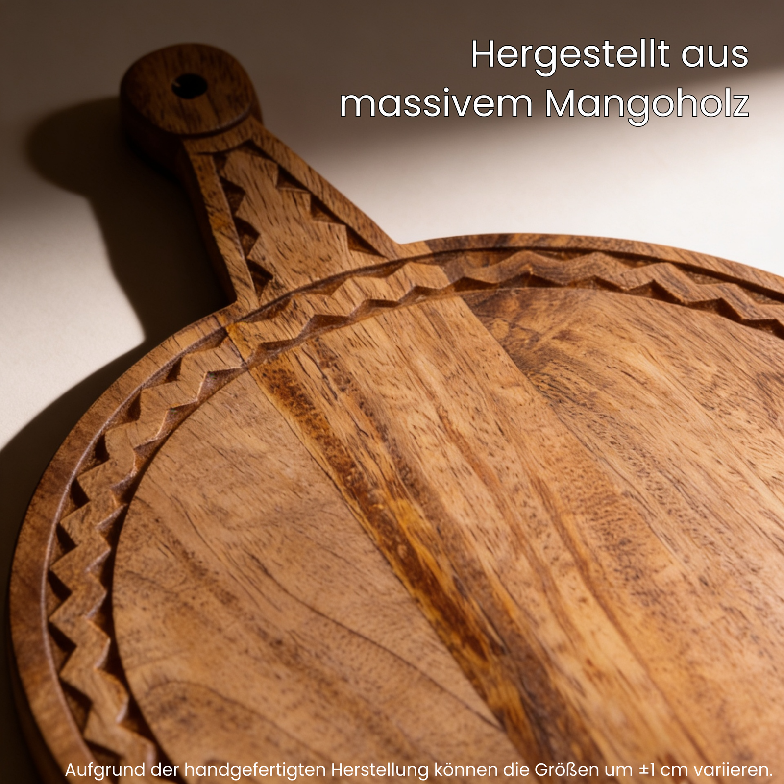 Round Mango Wood Chopping Board with Handle