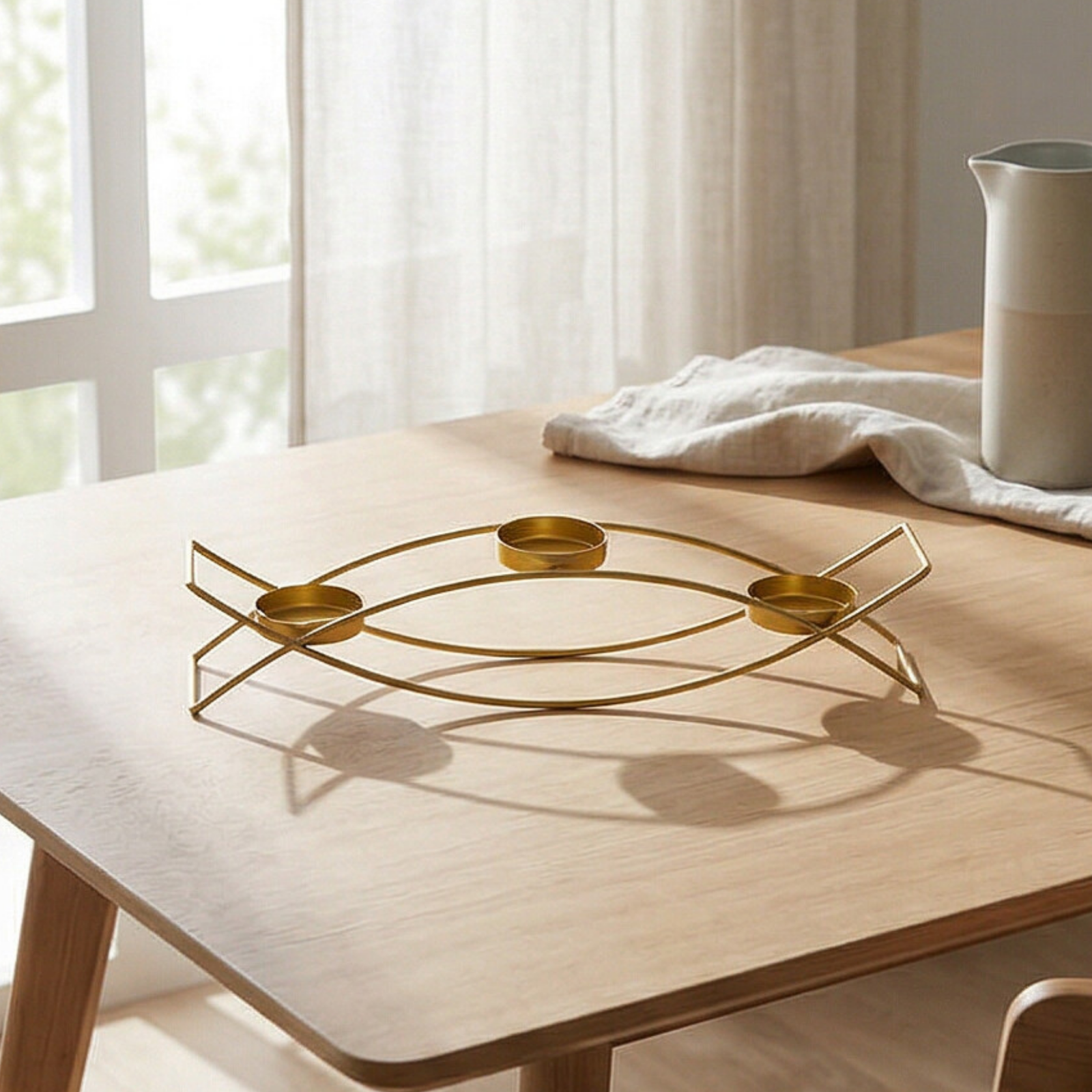 Modern Metal Candle Holder with 3 Arms