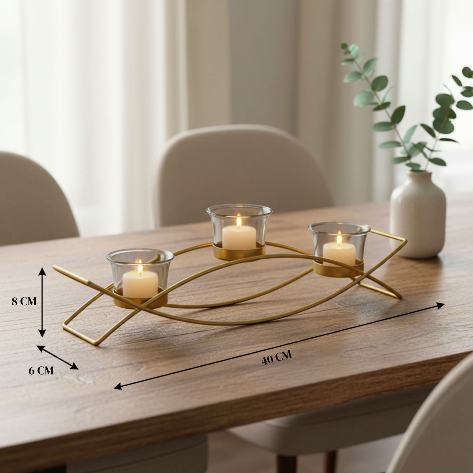 Modern Metal Candle Holder with 3 Arms