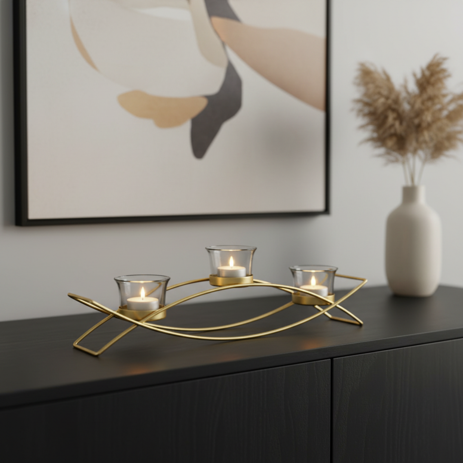 Modern Metal Candle Holder with 3 Arms