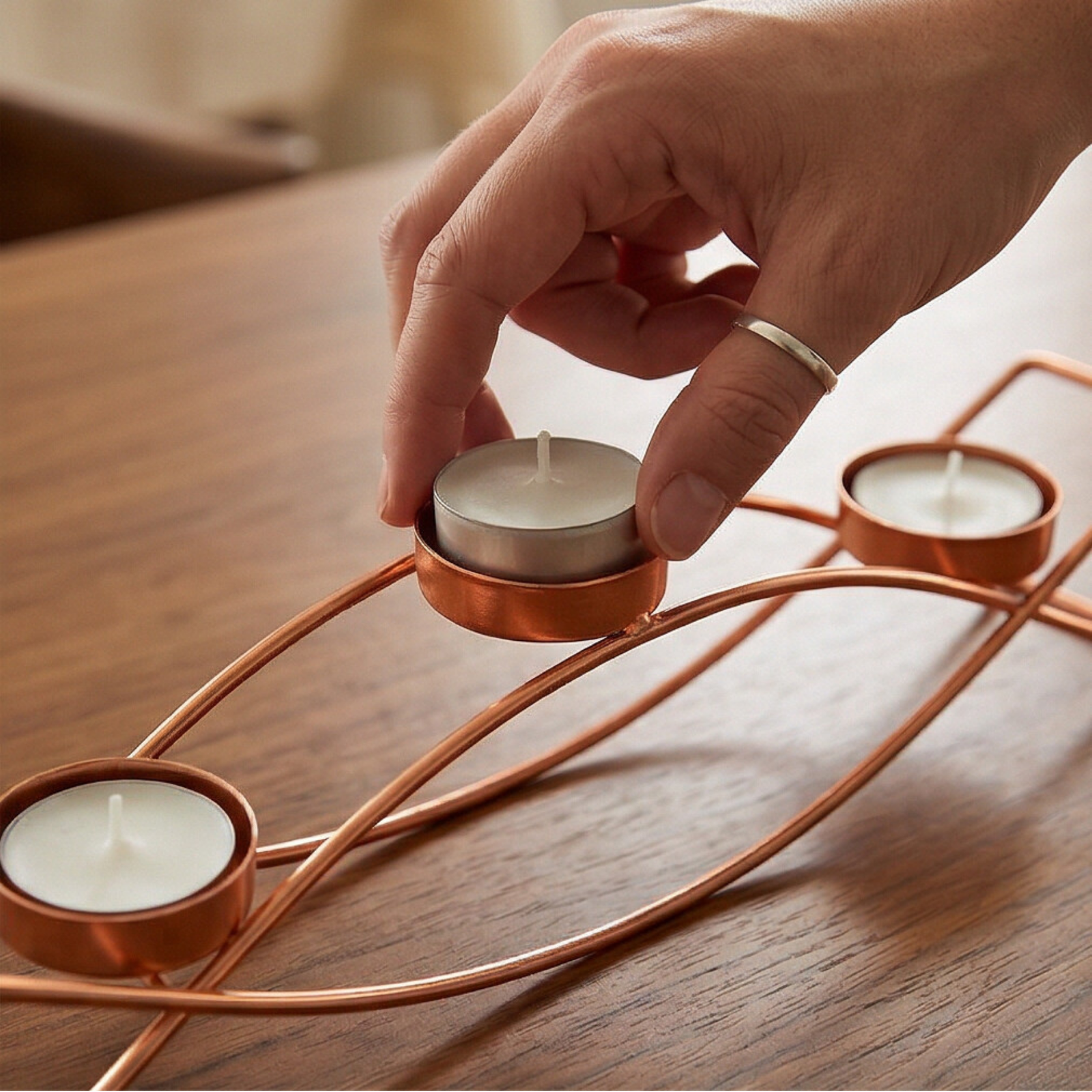 Modern Metal Candle Holder with 3 Arms
