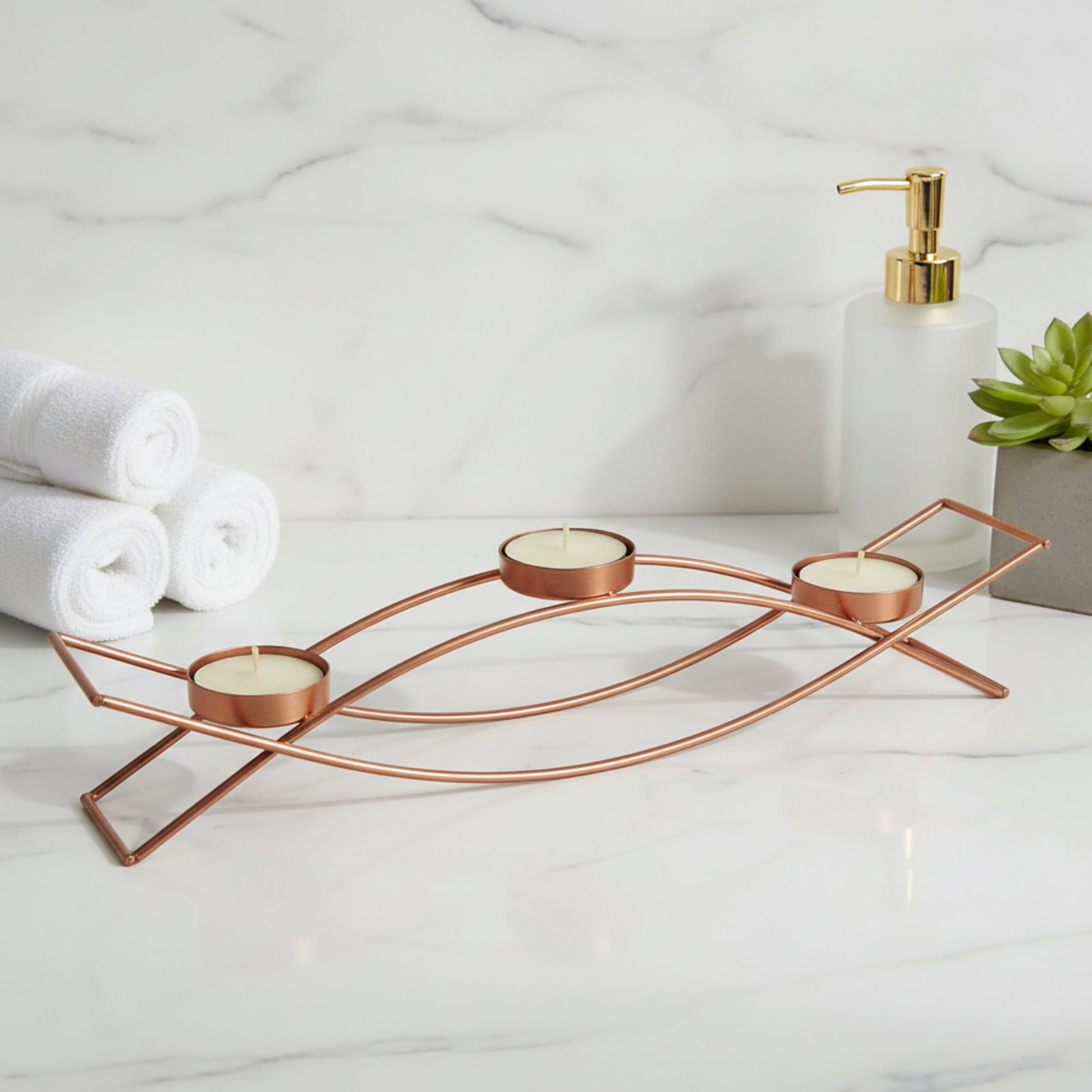 Modern Metal Candle Holder with 3 Arms