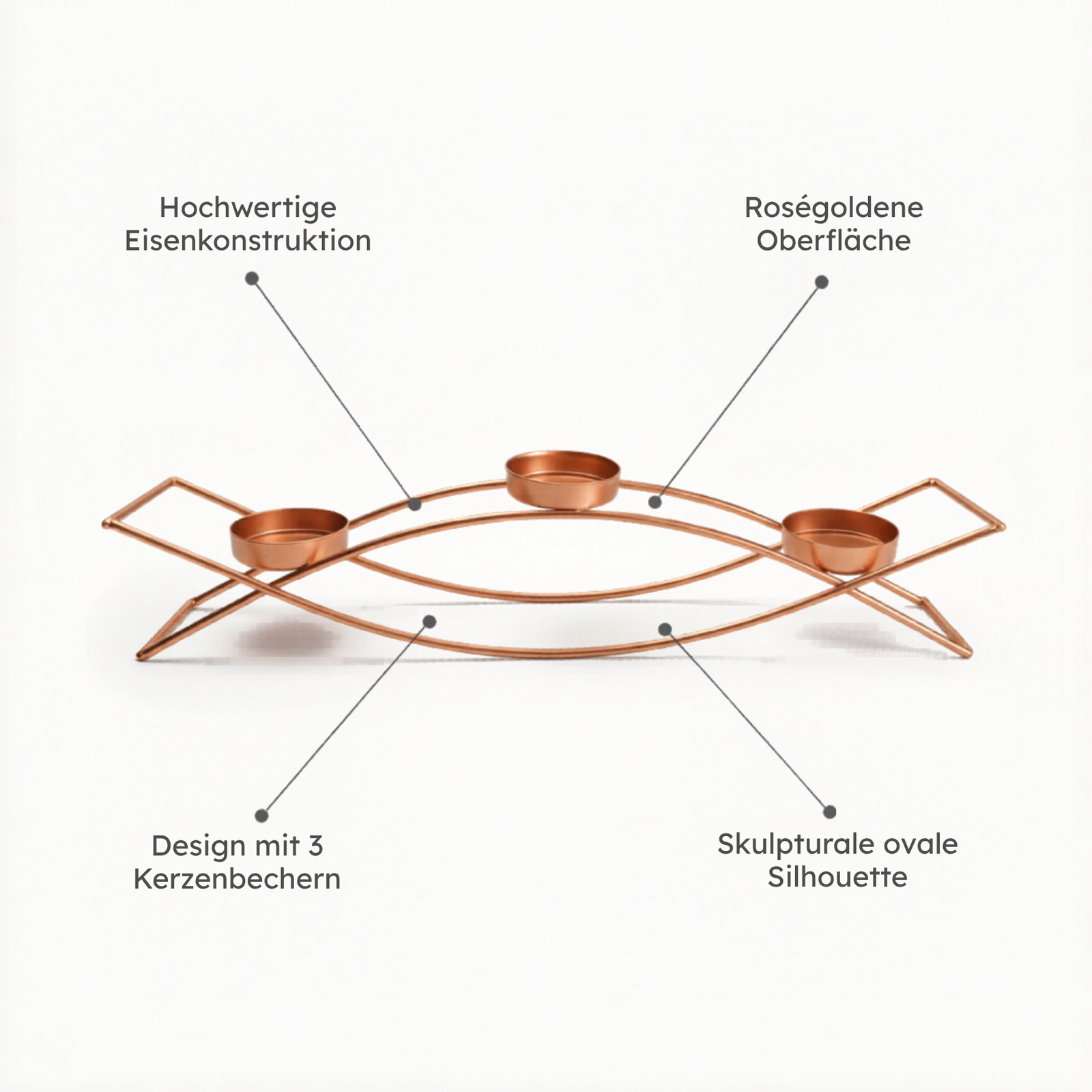 Modern Metal Candle Holder with 3 Arms
