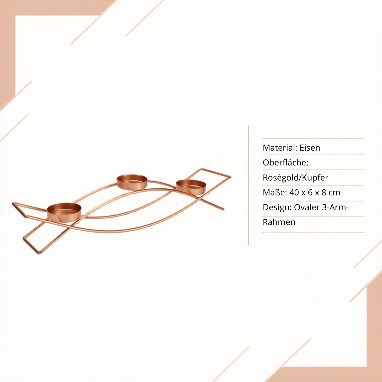 Modern Metal Candle Holder with 3 Arms