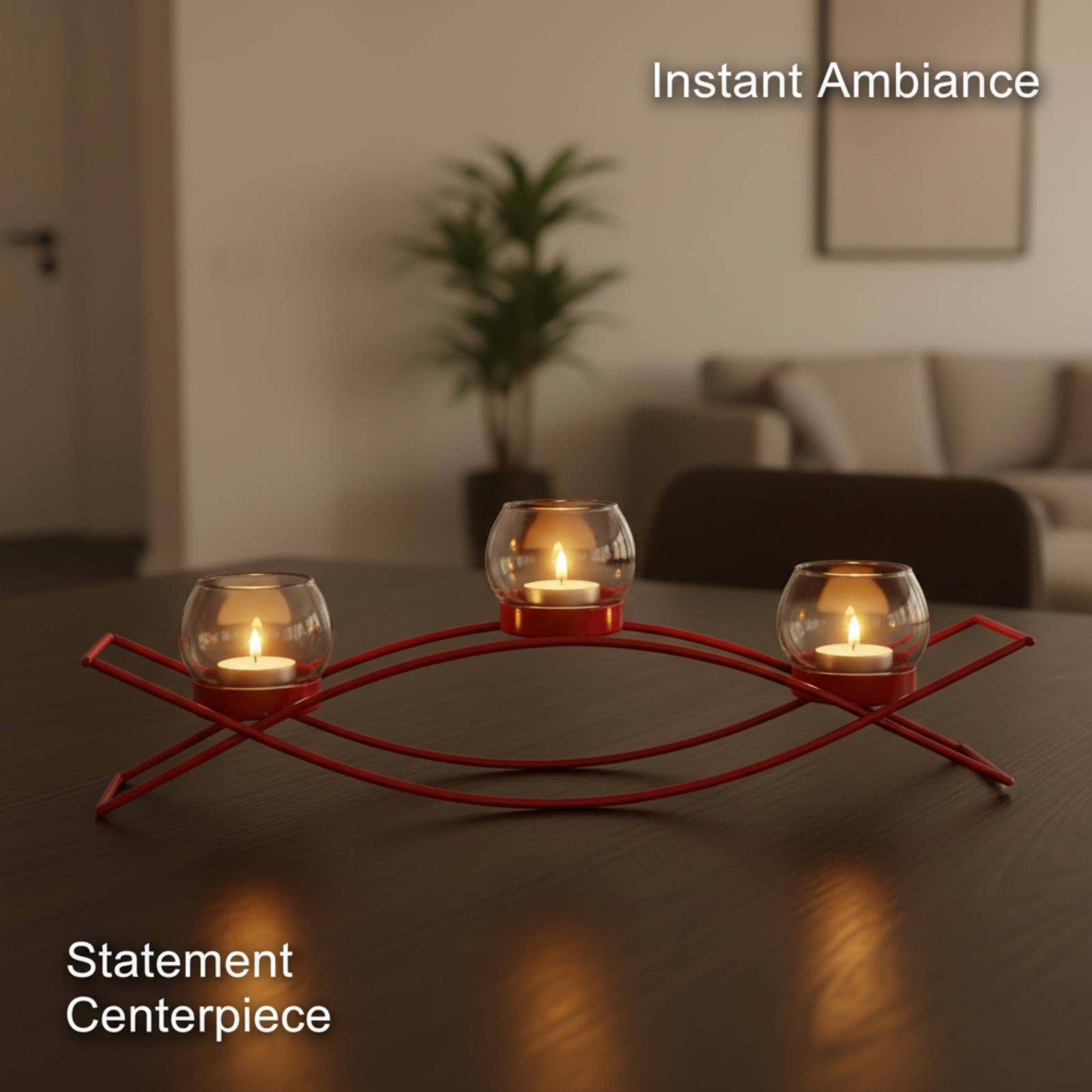 Modern Metal Candle Holder with 3 Arms
