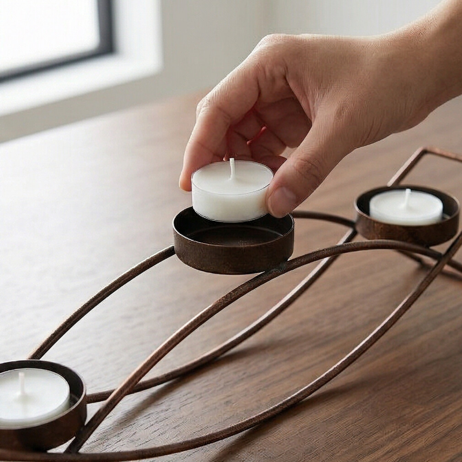 Modern Metal Candle Holder with 3 Arms