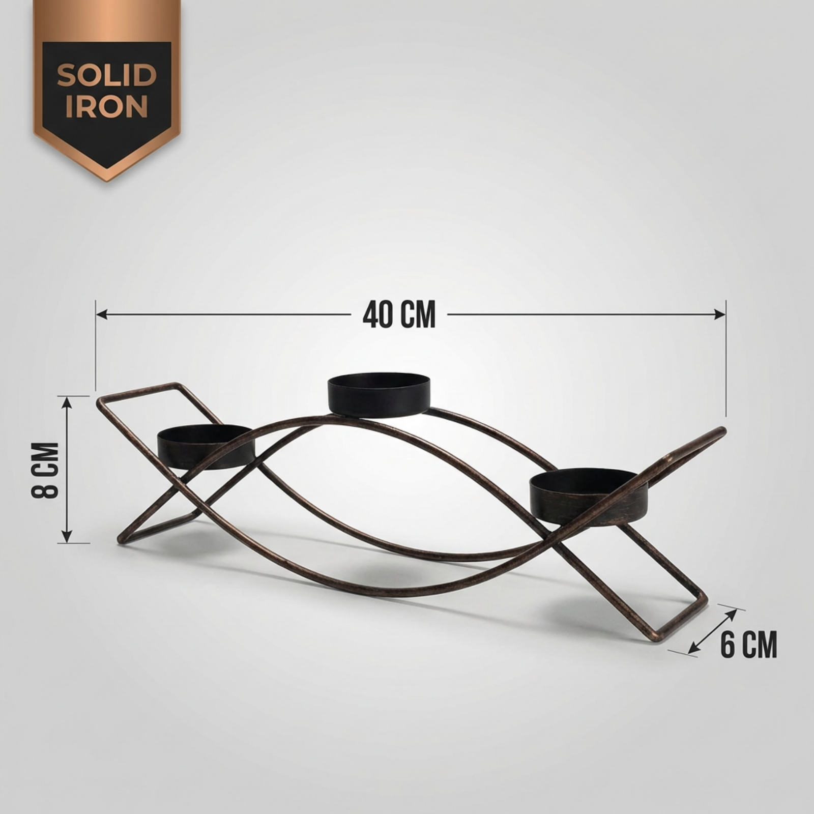 Modern Metal Candle Holder with 3 Arms