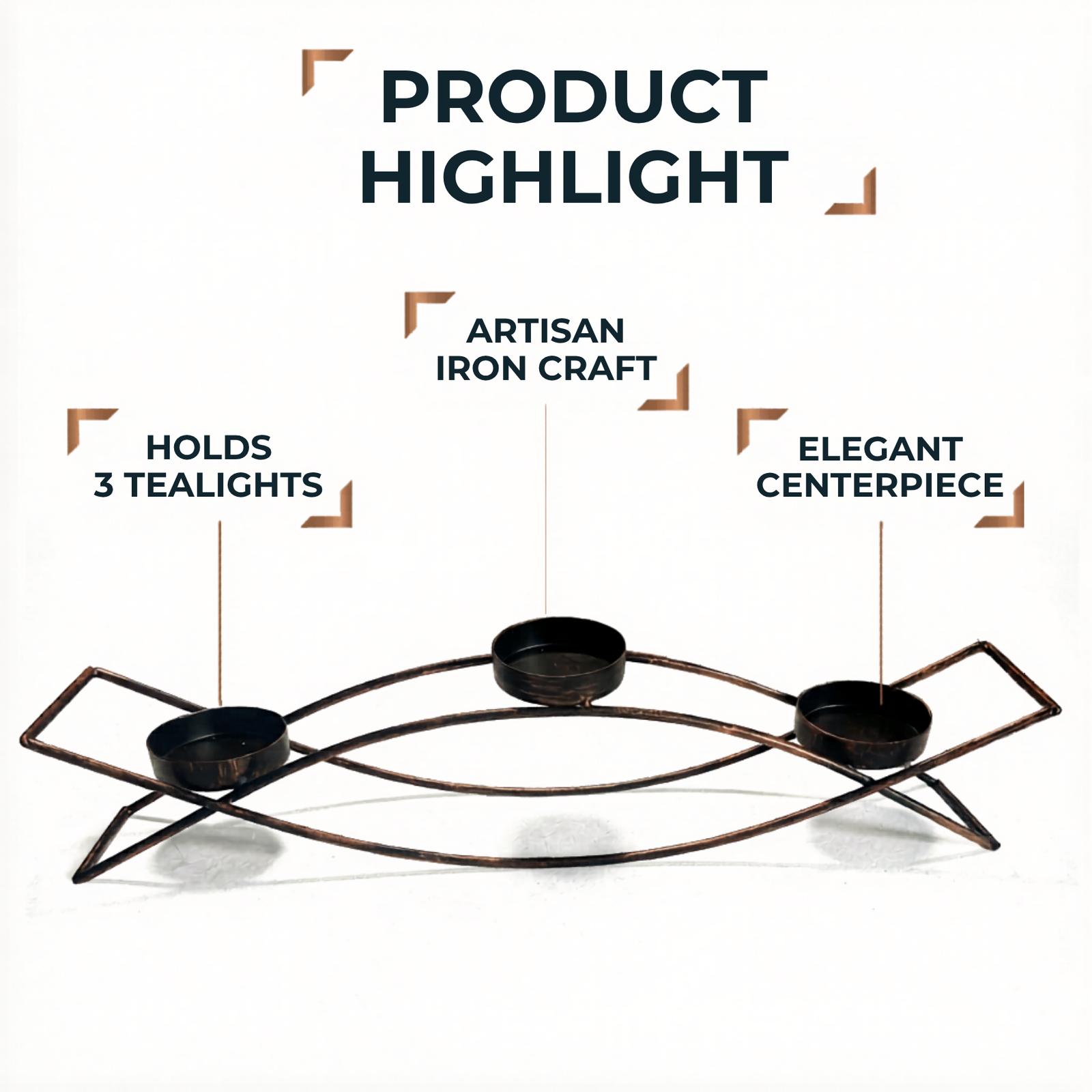 Modern Metal Candle Holder with 3 Arms