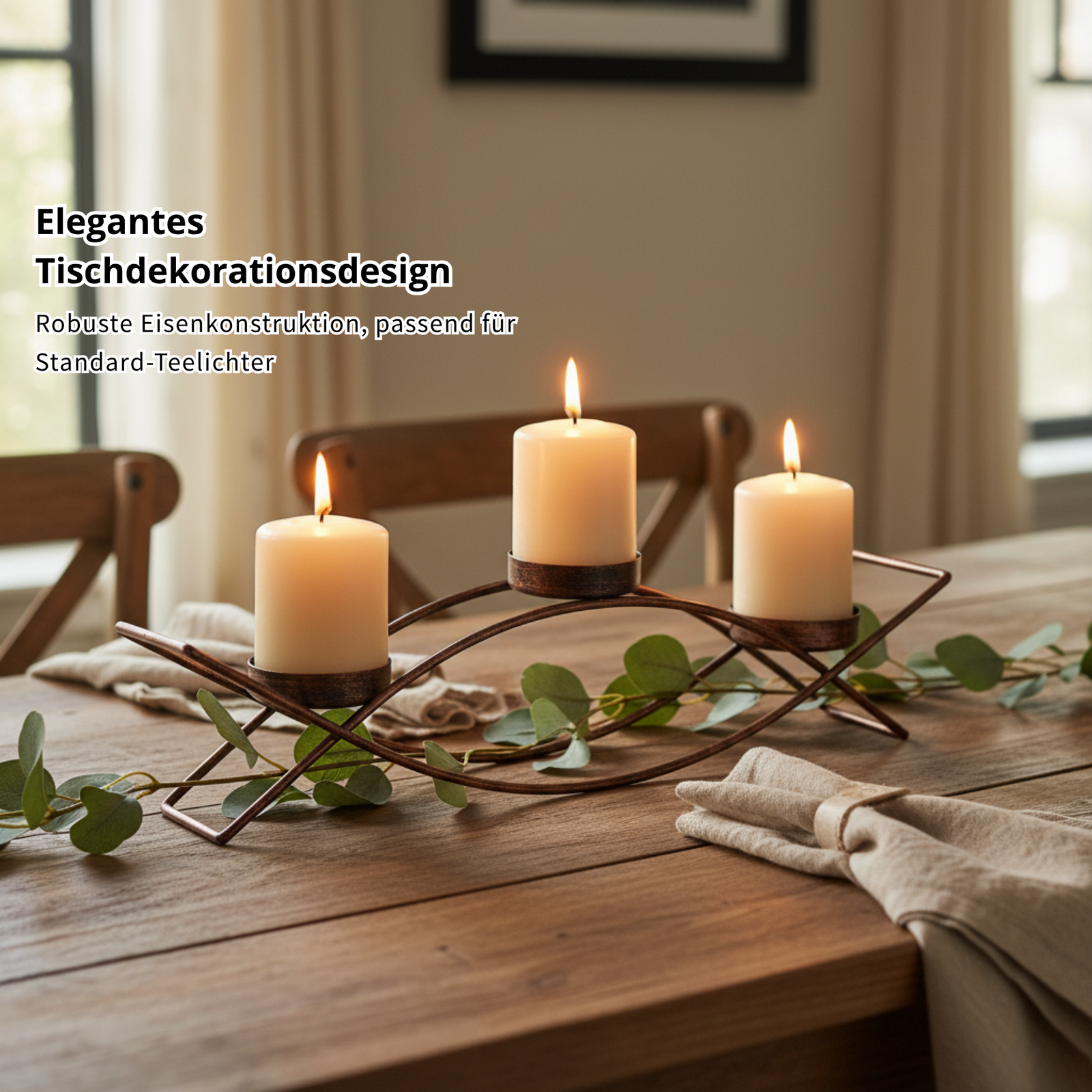 Modern Metal Candle Holder with 3 Arms