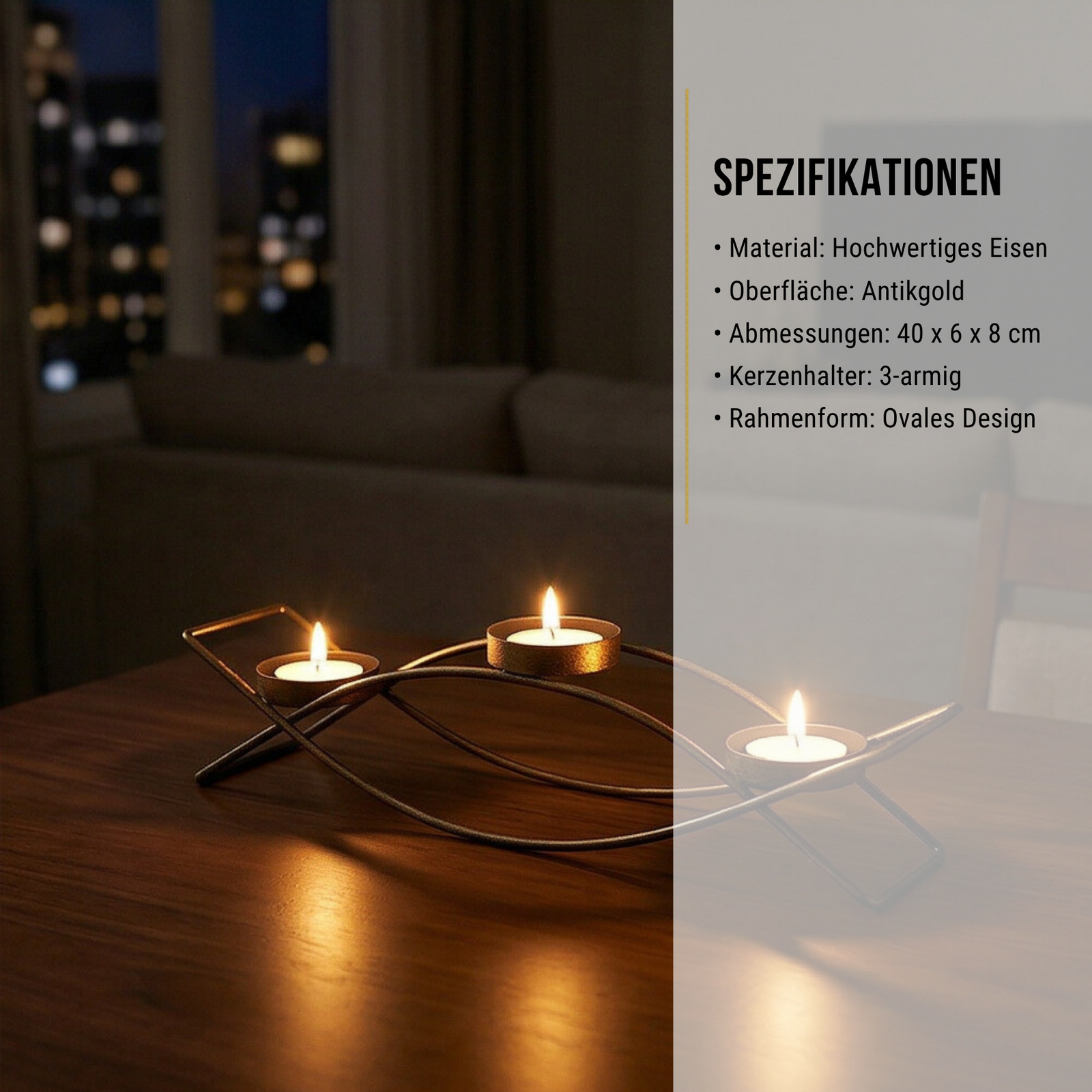 Modern Metal Candle Holder with 3 Arms
