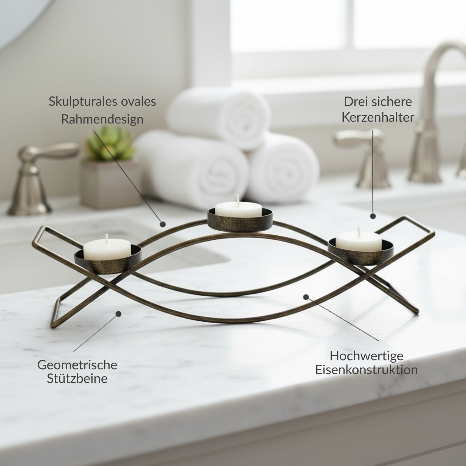 Modern Metal Candle Holder with 3 Arms