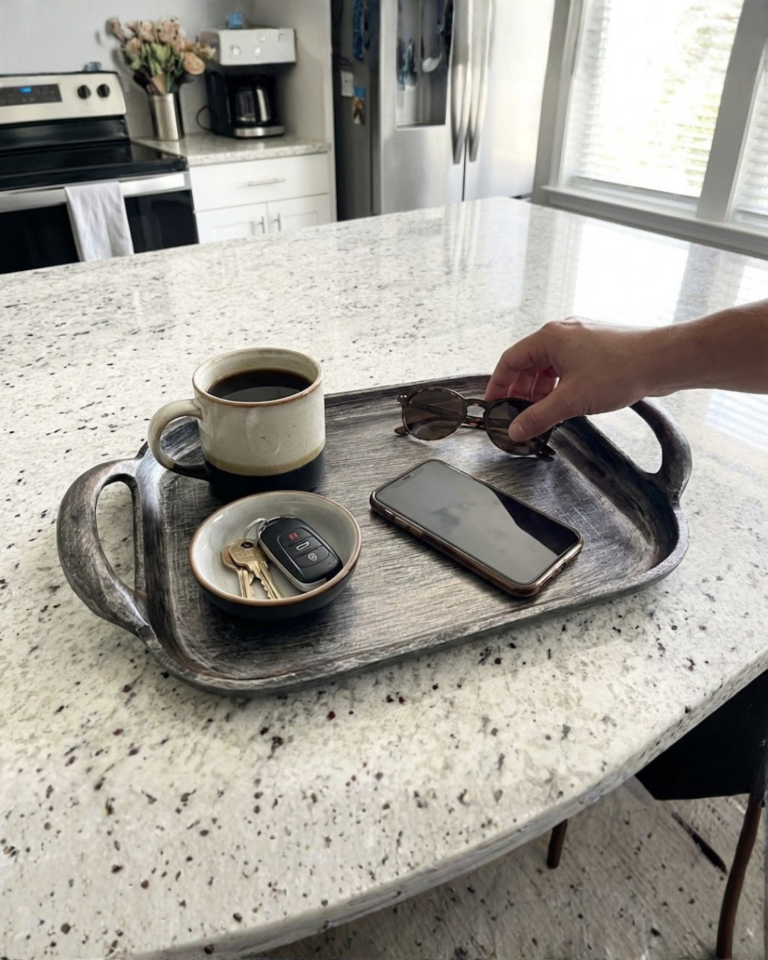 Designer Hand-Painted Aluminum Serving Tray